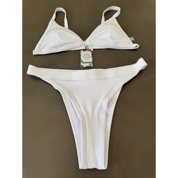 Swimall Triangle Bikini Set Brazilian Sporty Two Piece Swimsuit white XLARGE - Picture 8 of 16